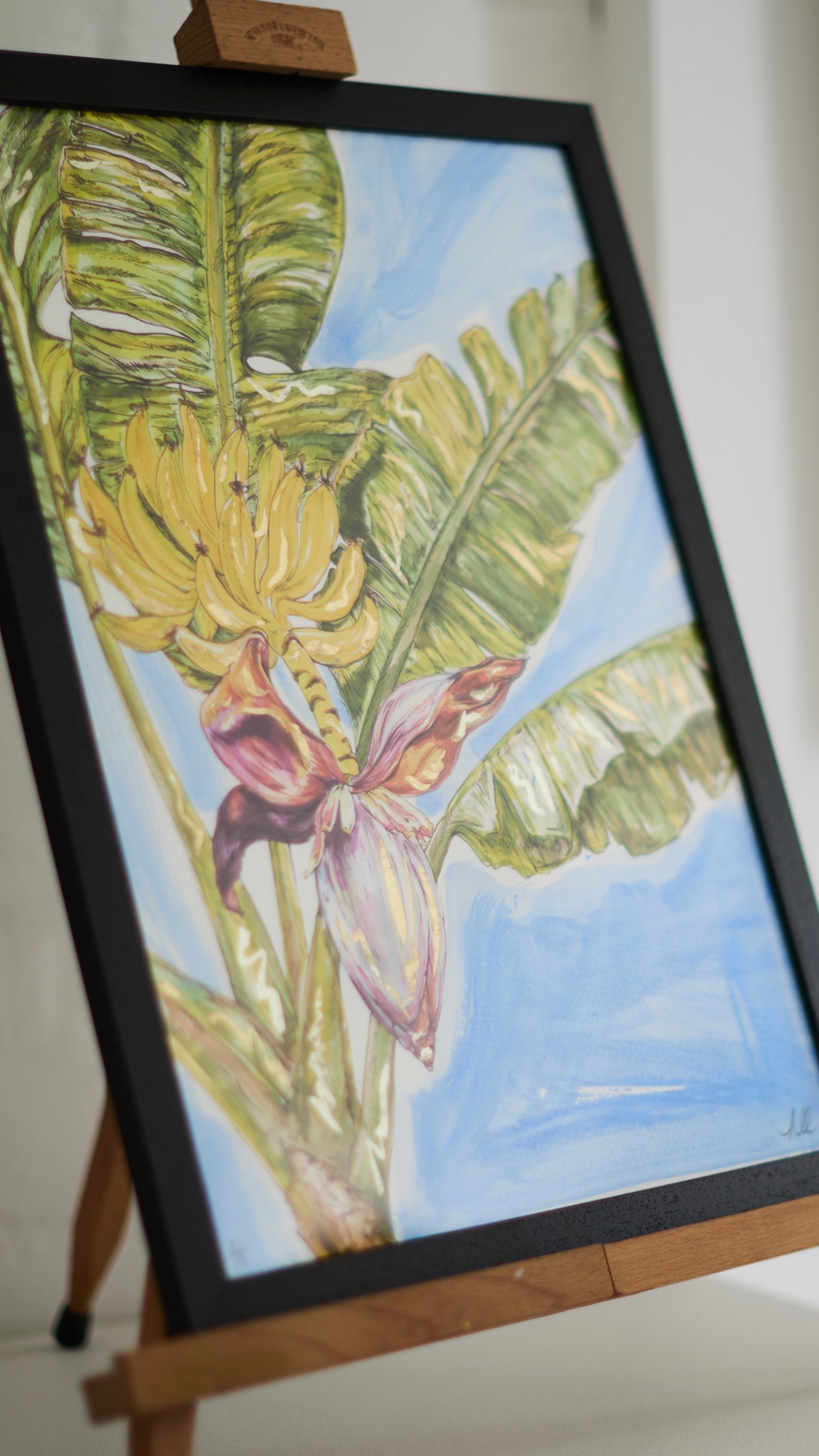 A3 Embellished Banana Palm Giclee Print