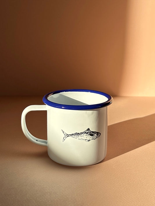 Mackerel Etched Enamel Mug